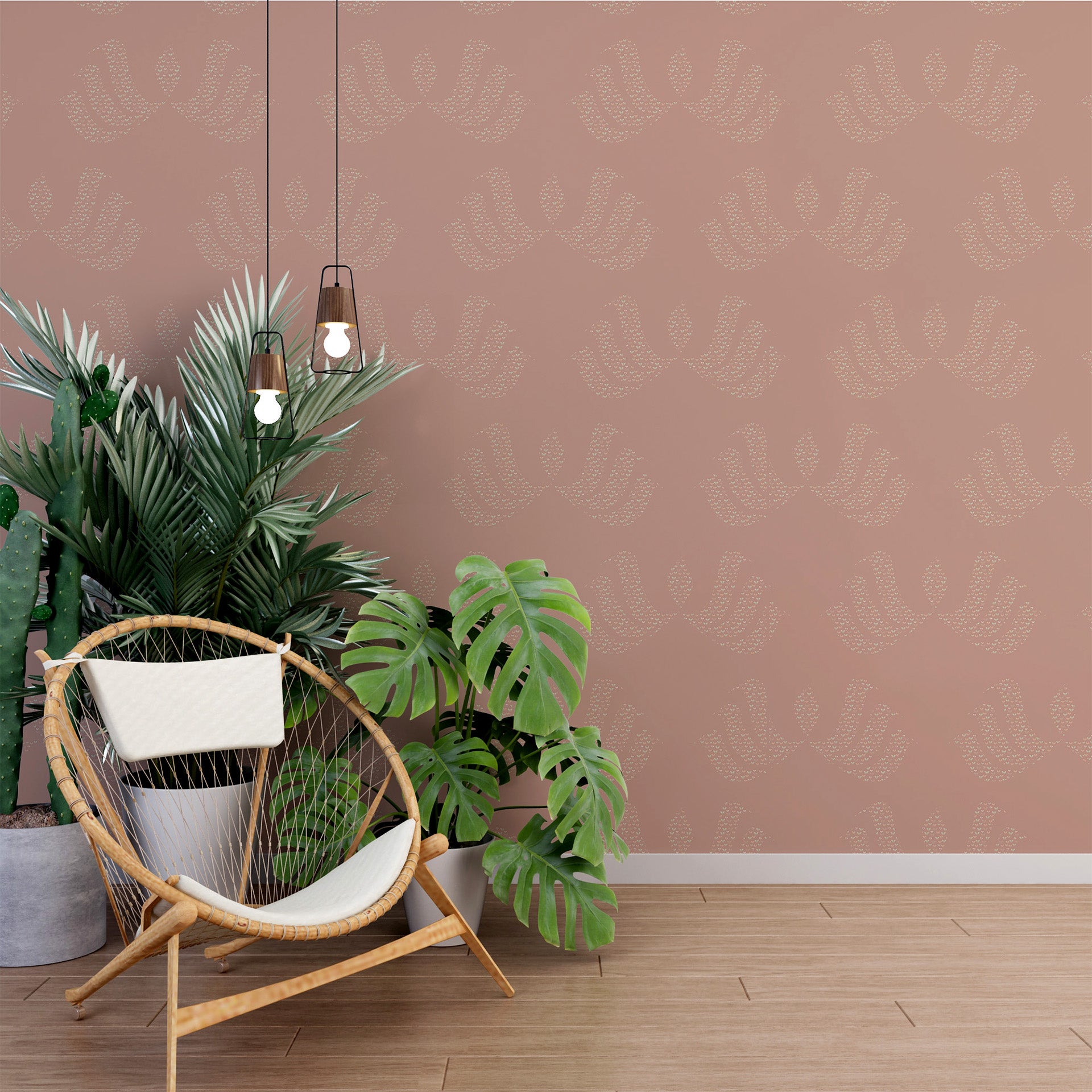 Blush Pink Minimalist Patterned Wallpaper