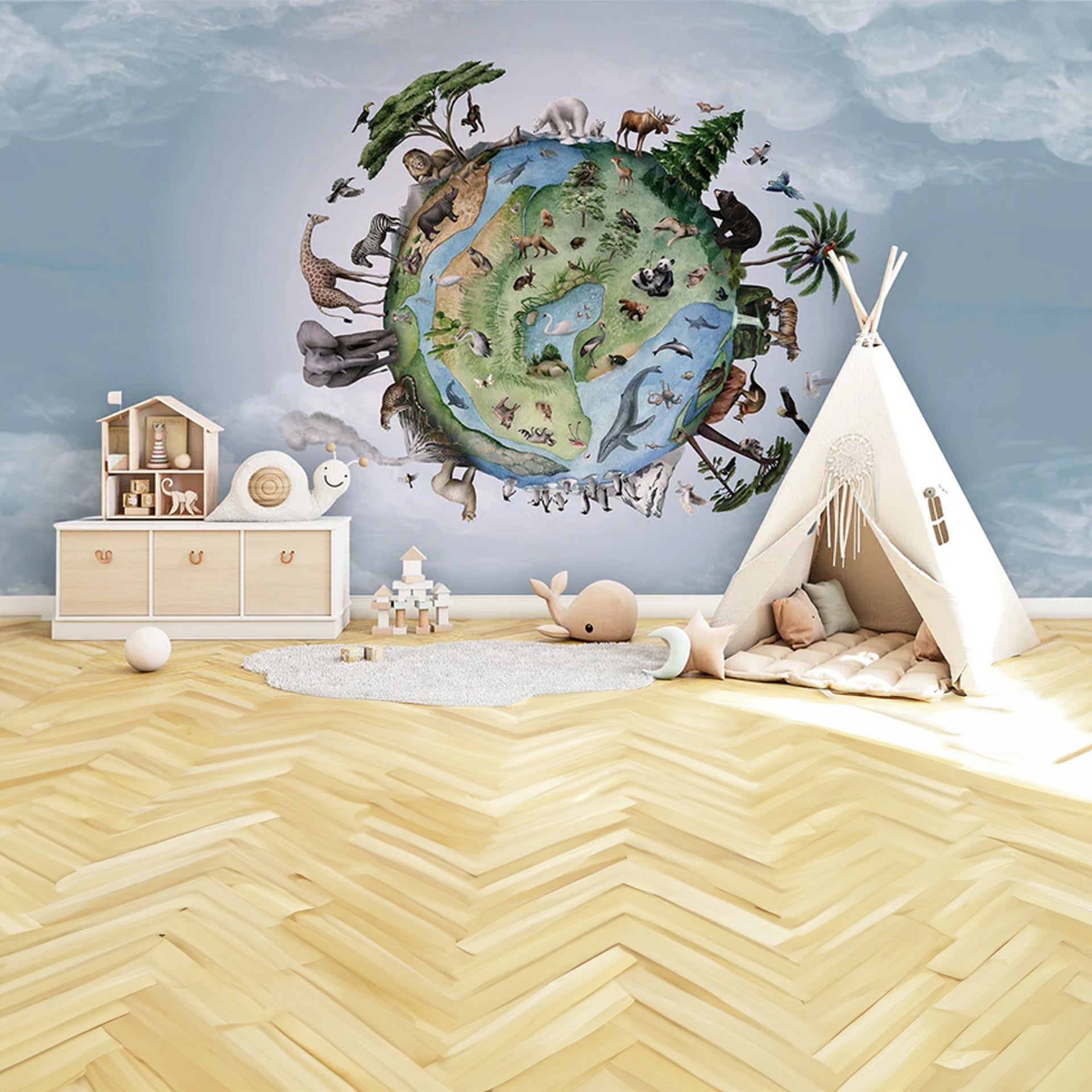 Animals-of-Earth: A Vibrant Planet Surrounded By Animals, Trees, And Ocean Life