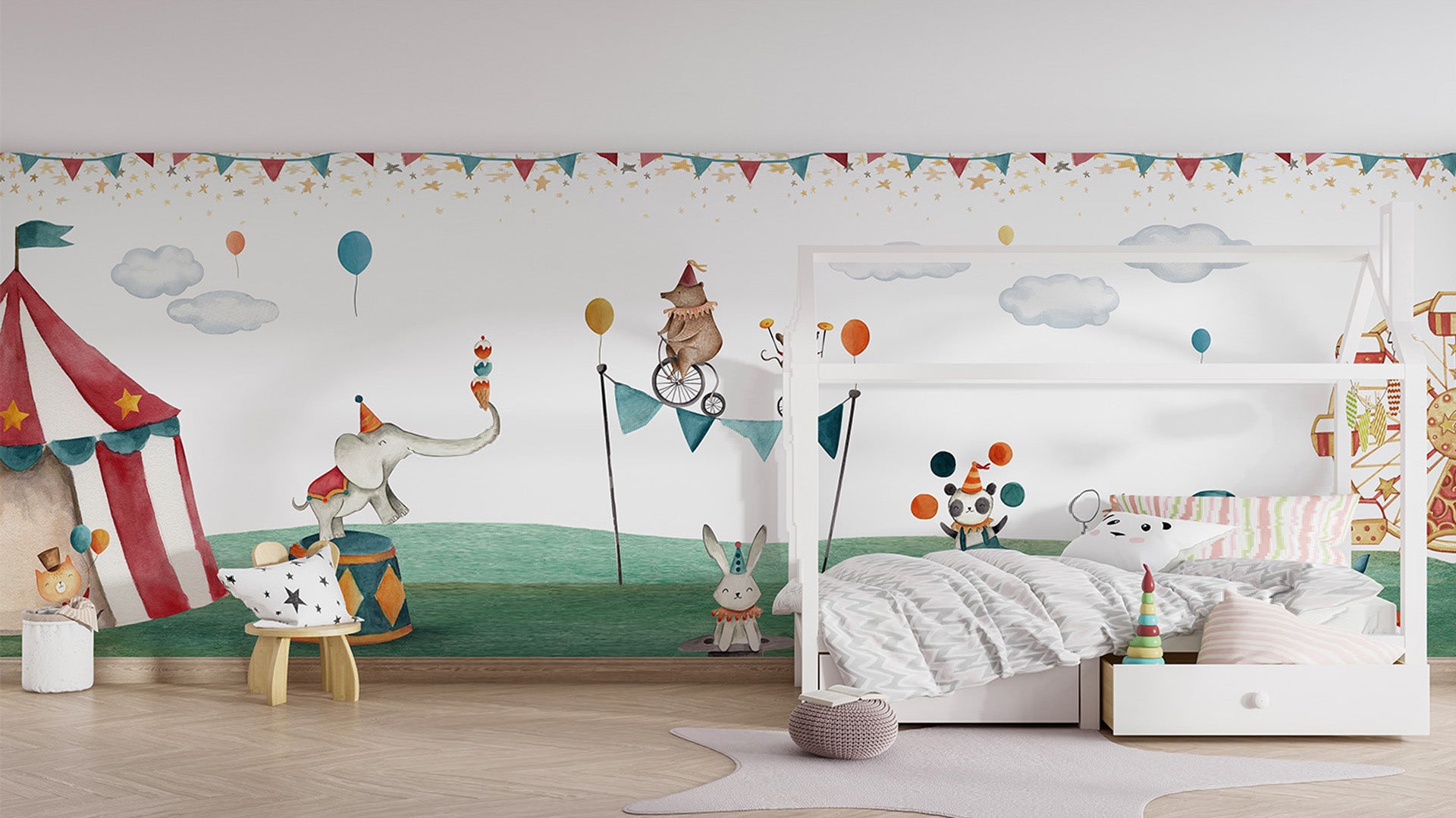 circus wallpaper for kids room