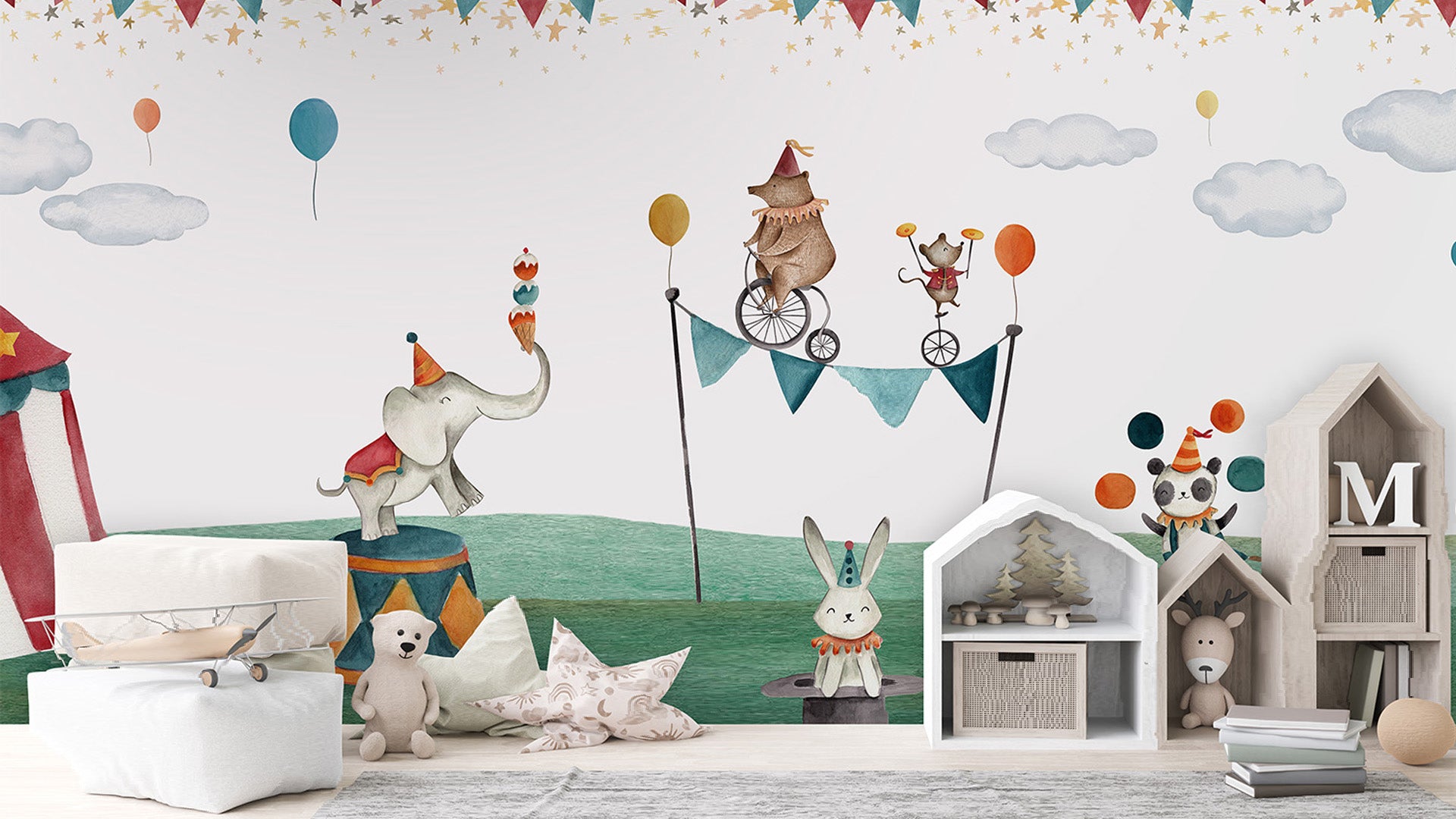 circus wallpaper for kids room