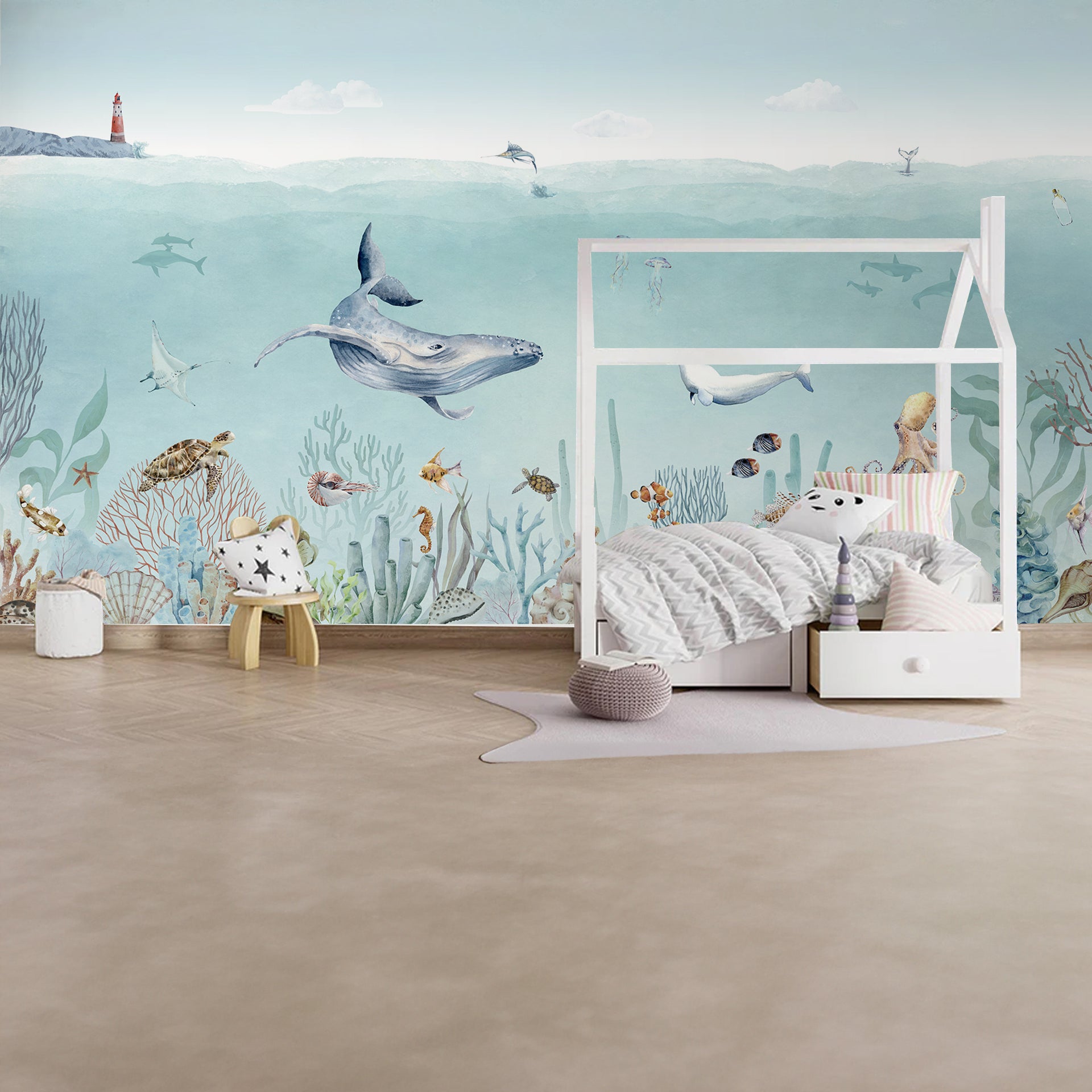 Secret-Sealife:Vibrant Underwater Wallpaper With Marine Life, Coral Gardens and Gentle Sea Creatures