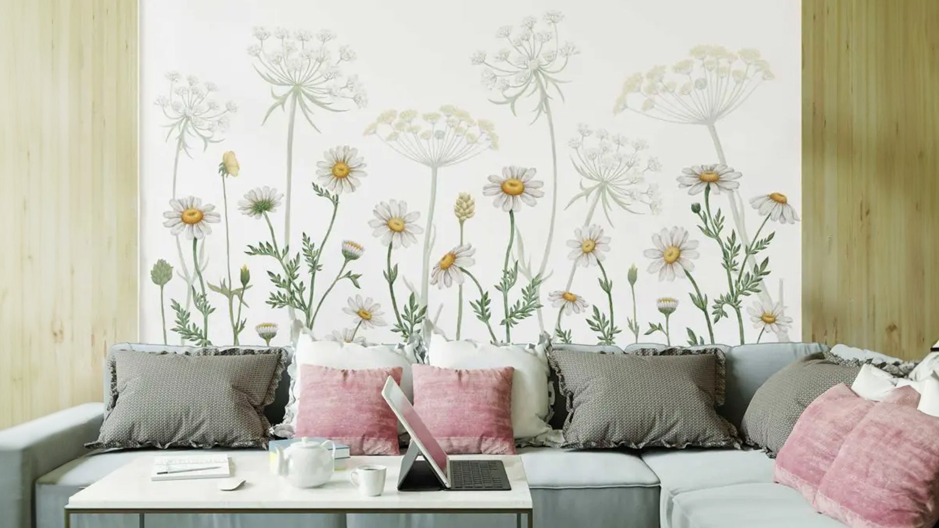 White daisies Wallpaper for walls