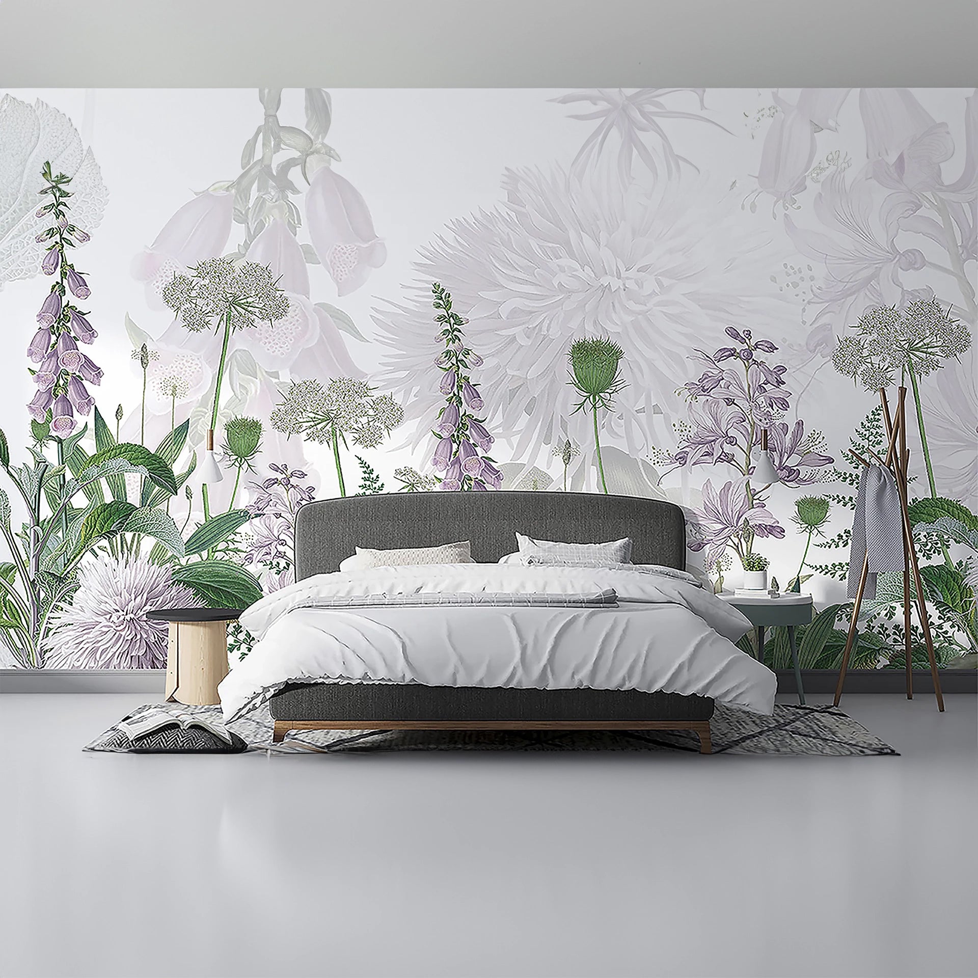 Elegant Bontanical Wallpaper with Purple Bossoms