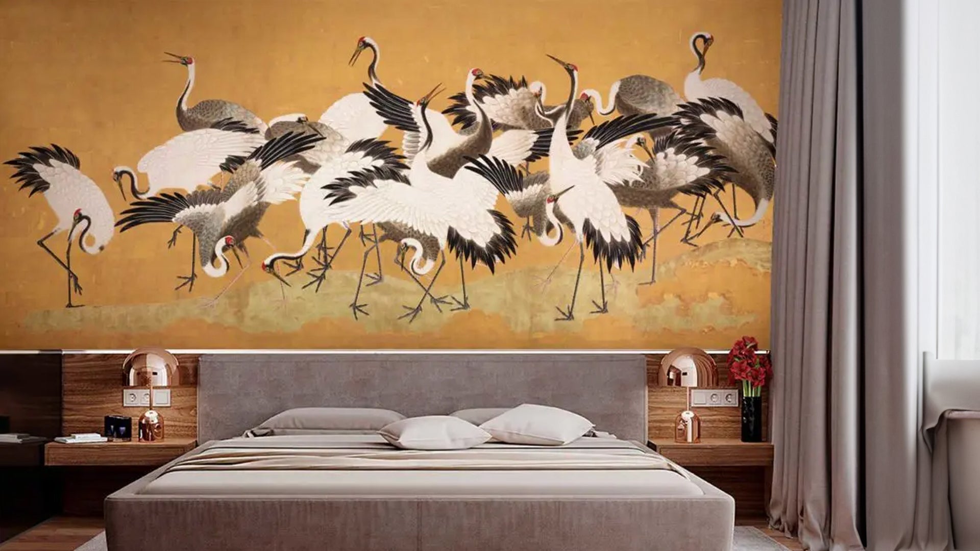 Crane birds wallpaper Mural