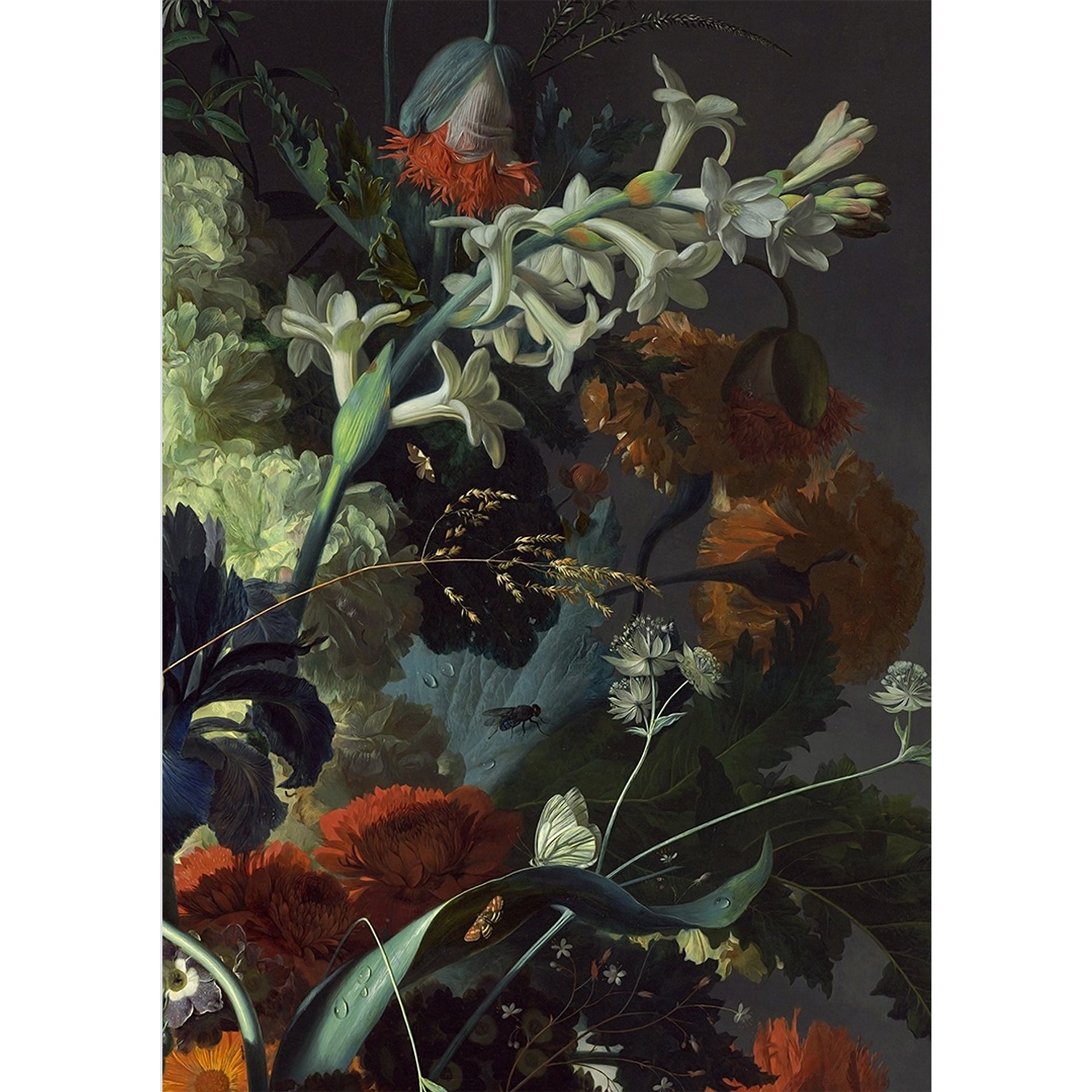 Vintage dark floral wallpaper design