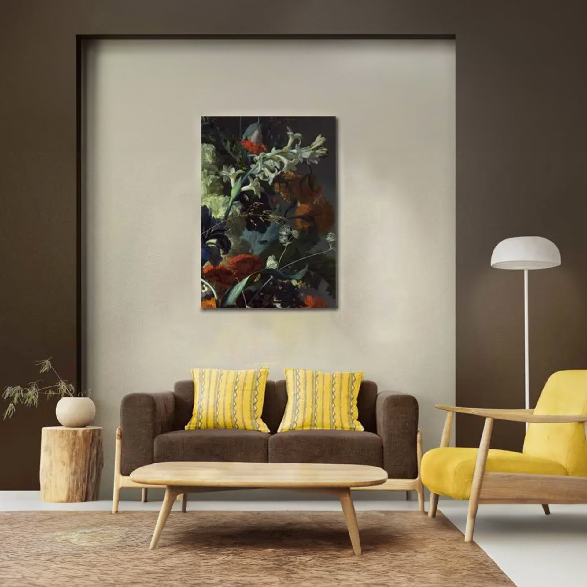 Vintage dark floral wallpaper design