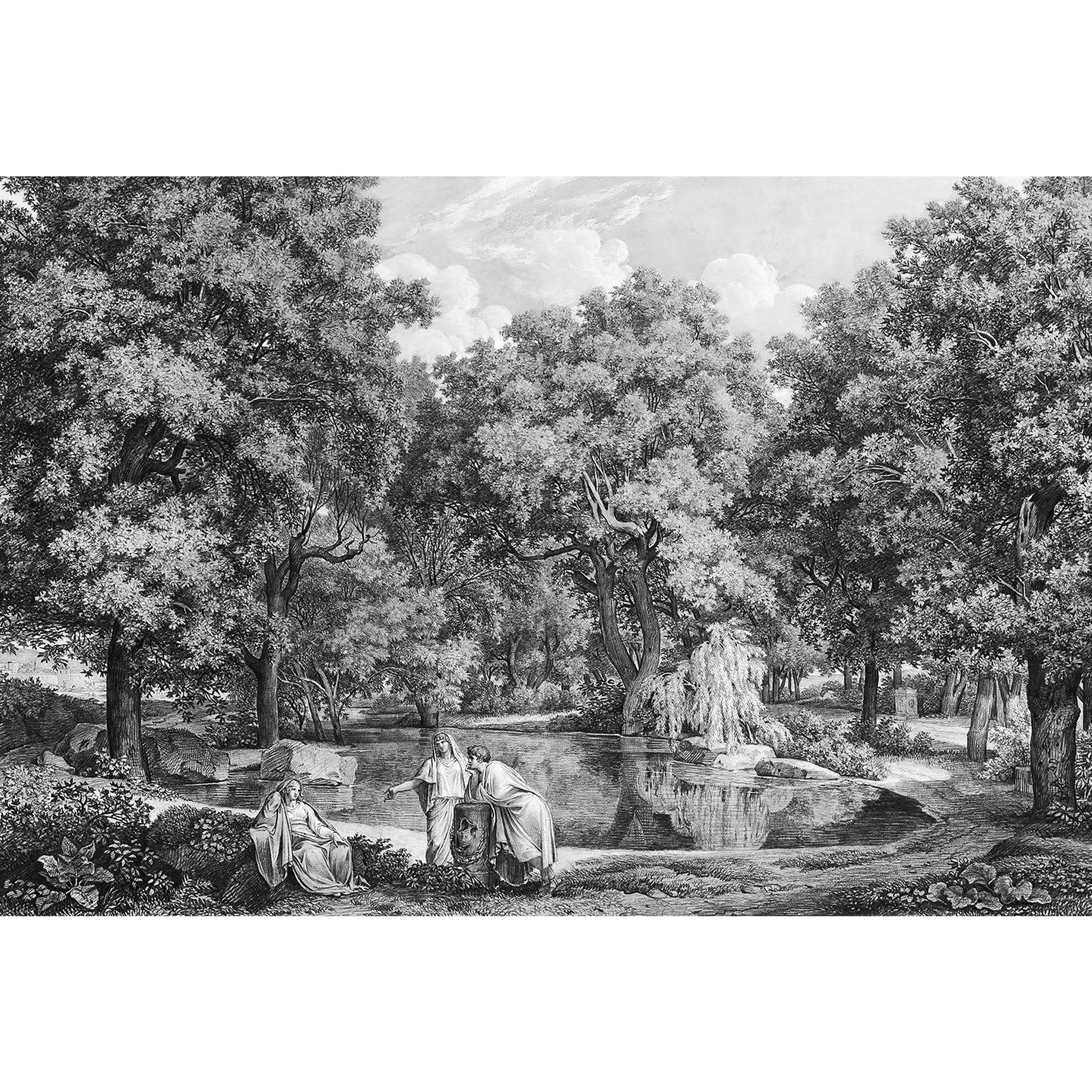 Black and white lakeside talk wallpaper Mural for walls