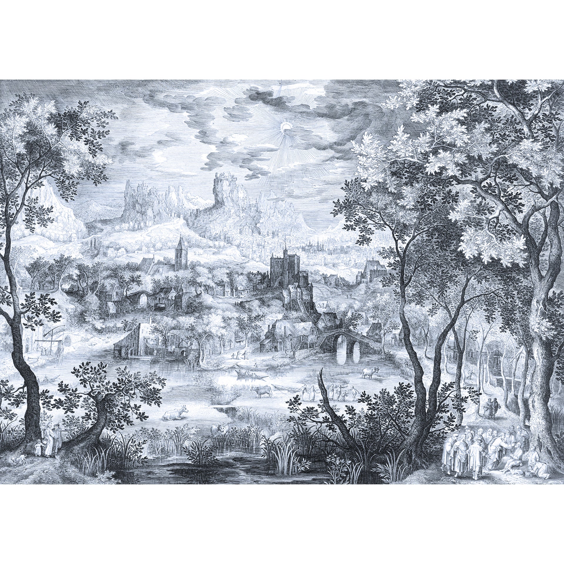Historic village in the clouds wallpaper for walls