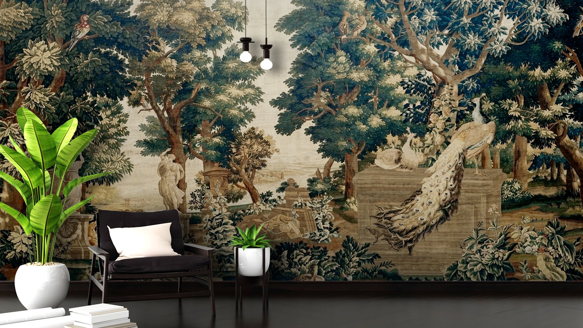Peacock in the Park wallpaper murals for walls