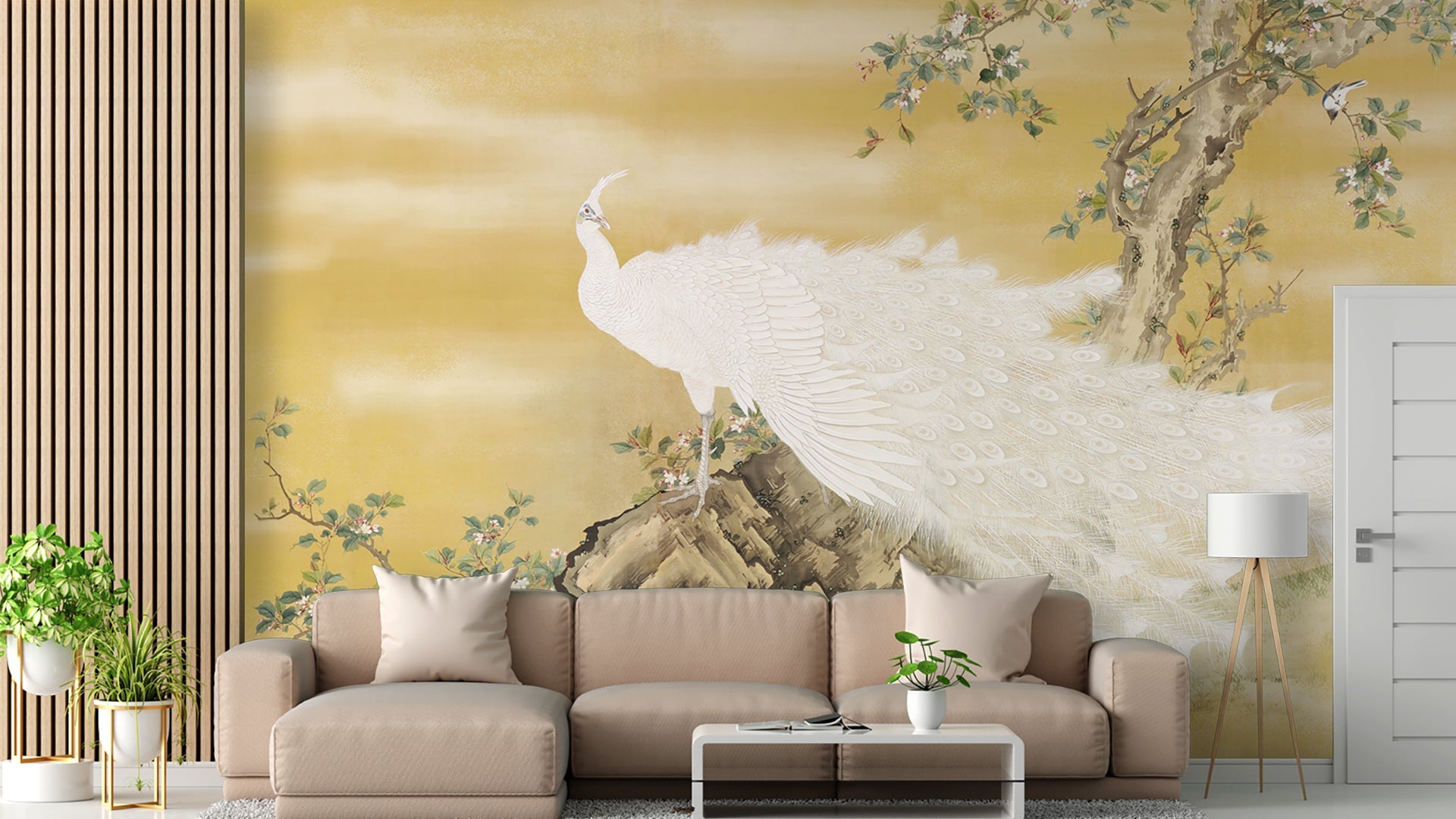 White peafowl wallpaper murals for walls