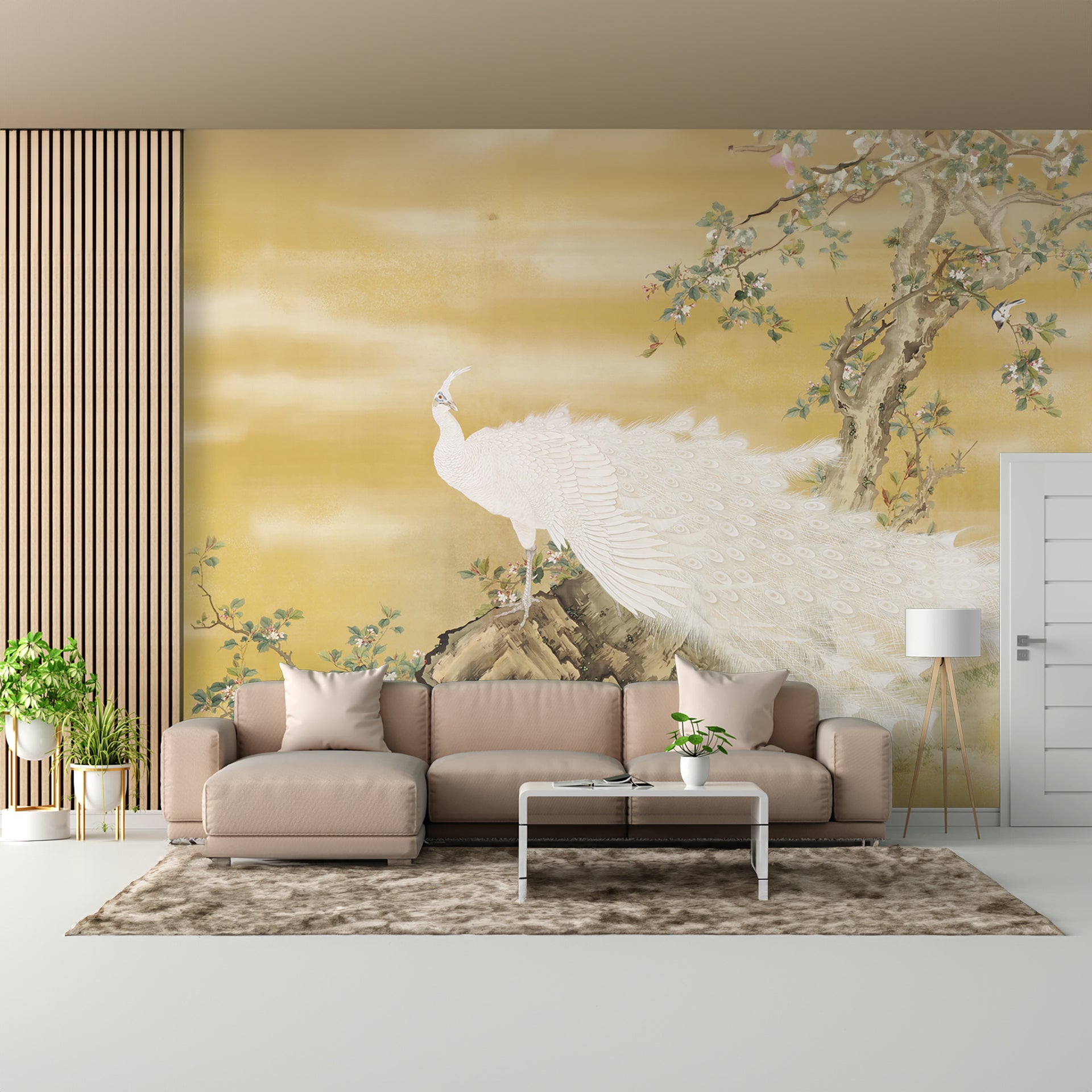 White peafowl wallpaper murals for walls