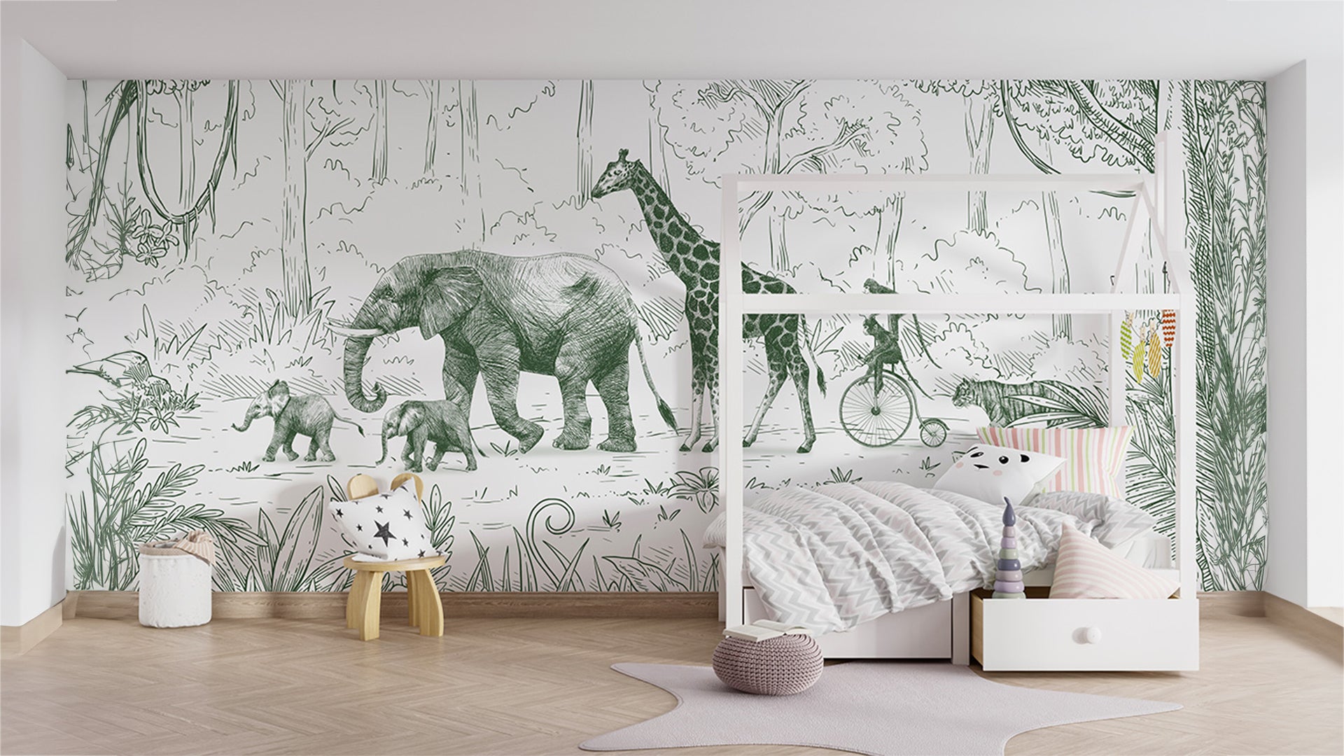 green animal parade wallpaper for kids