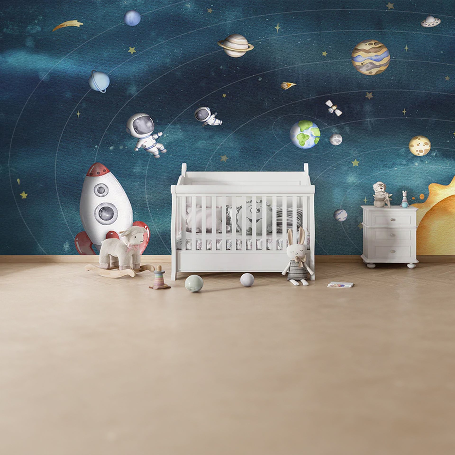 Space-Joy:Space Adventure For Kids, Rocket Ship, Astronauts, Planets, and Galaxy Illustration