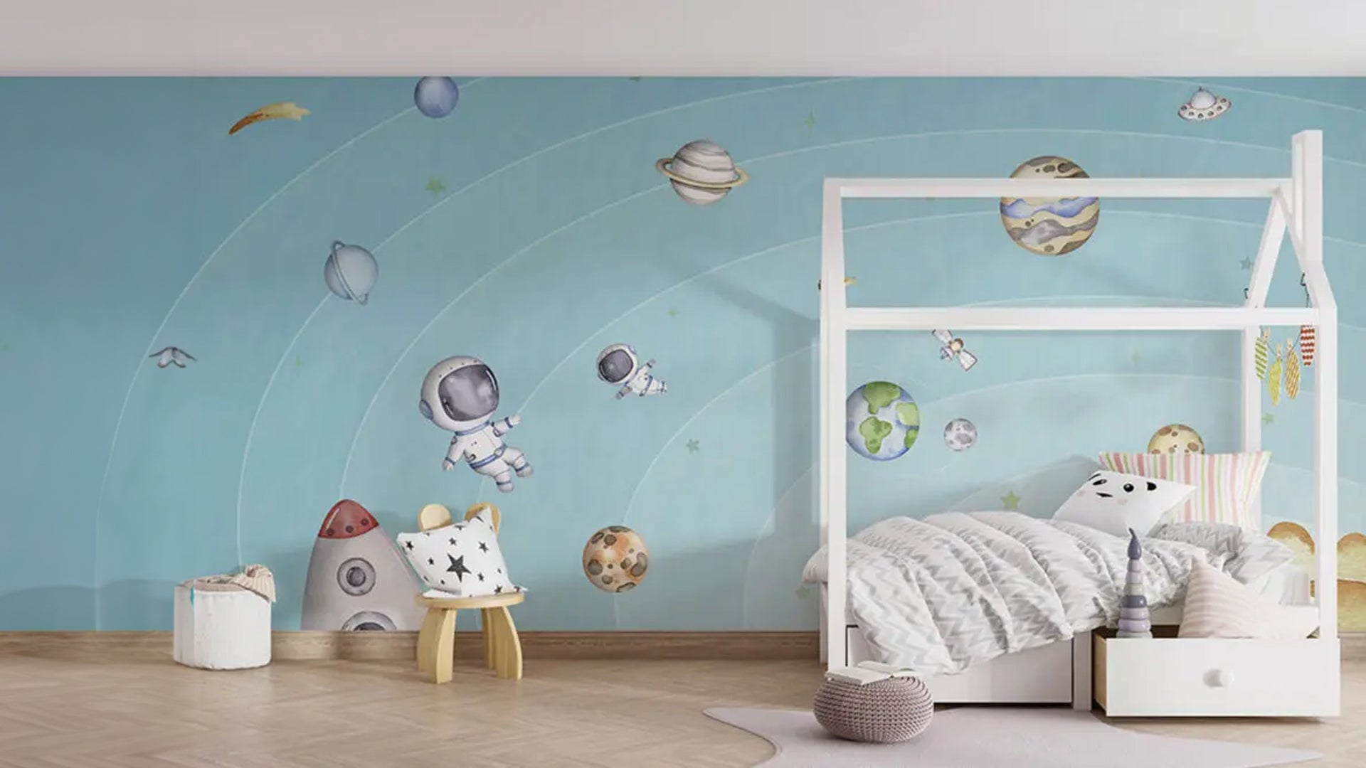 blue space wallpaper for kids