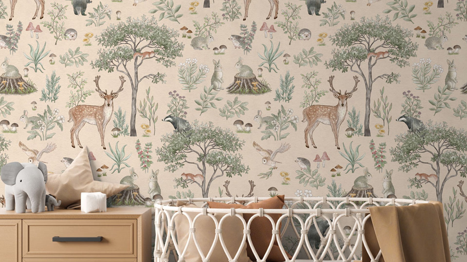 Nature Inspired Fantastic Forest Wallpaper in Beige