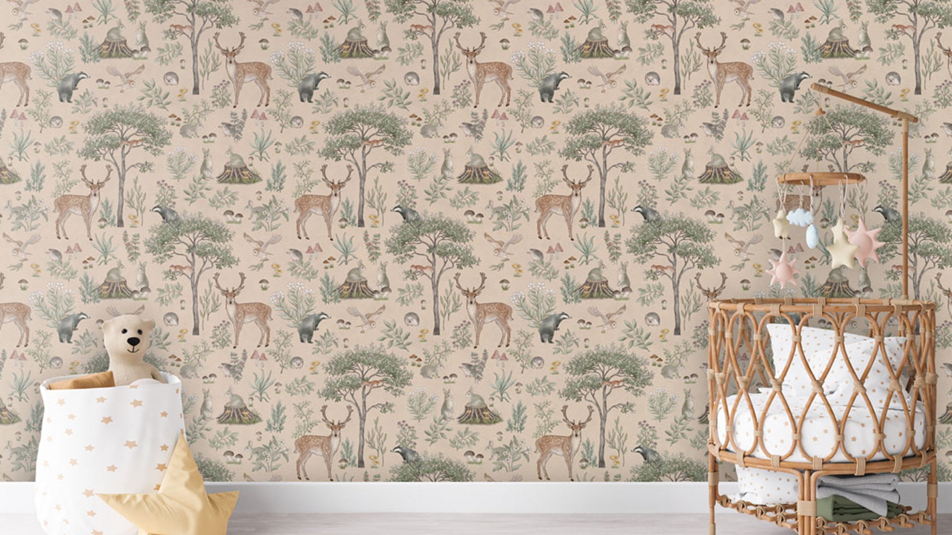 Nature Inspired Fantastic Forest Wallpaper in Beige