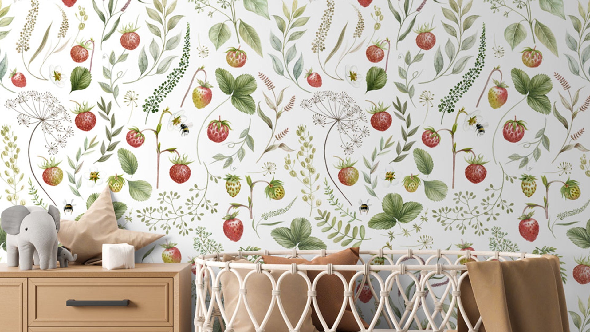 Botanical Fruit Design Strawberry Hill Wallpaper