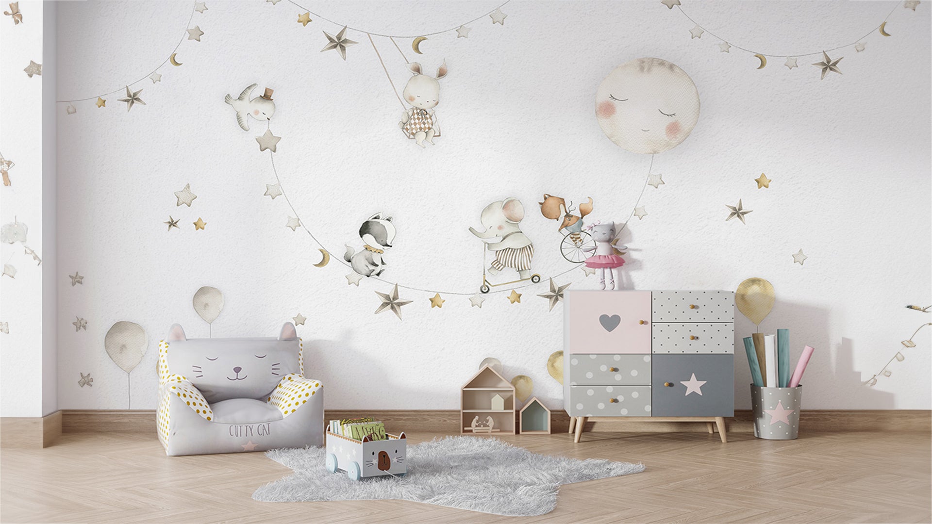 sleeping moon wallpaper for nursery