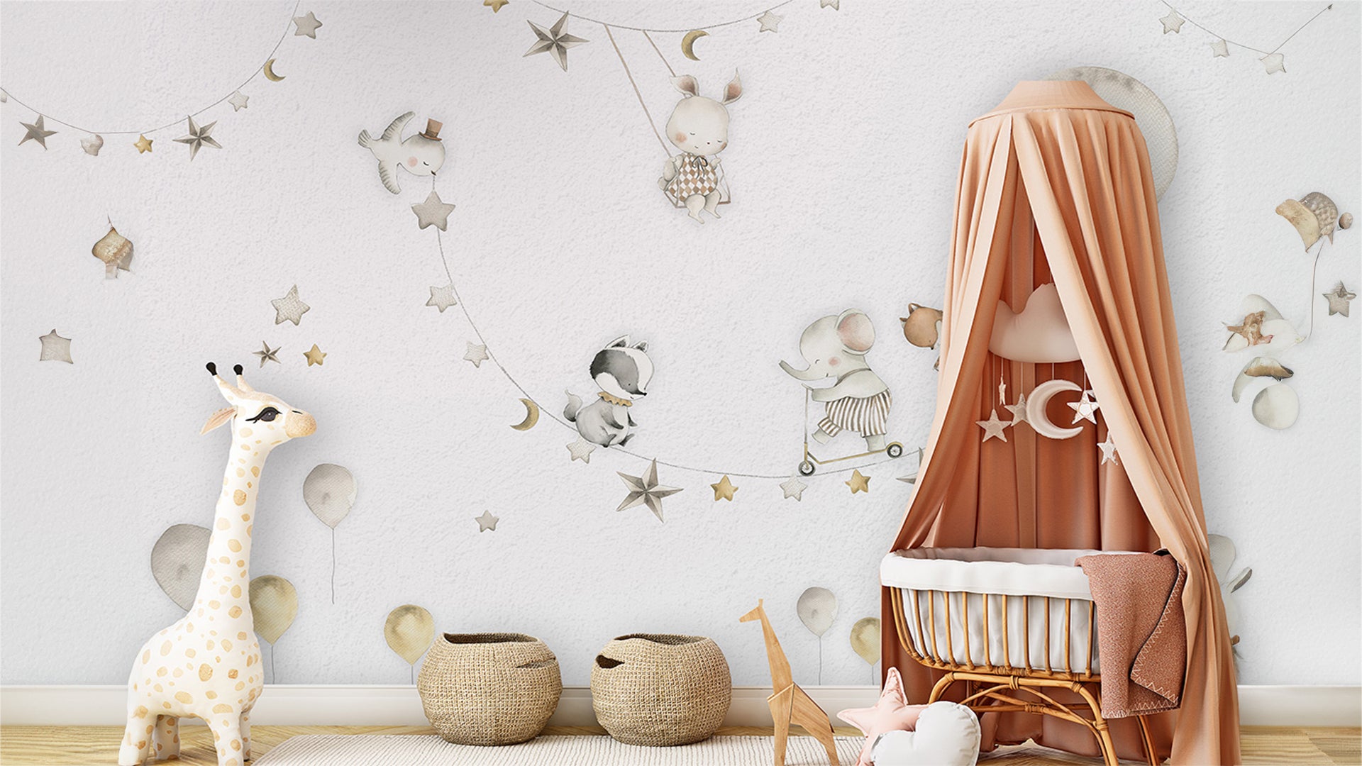 sleeping moon wallpaper for nursery