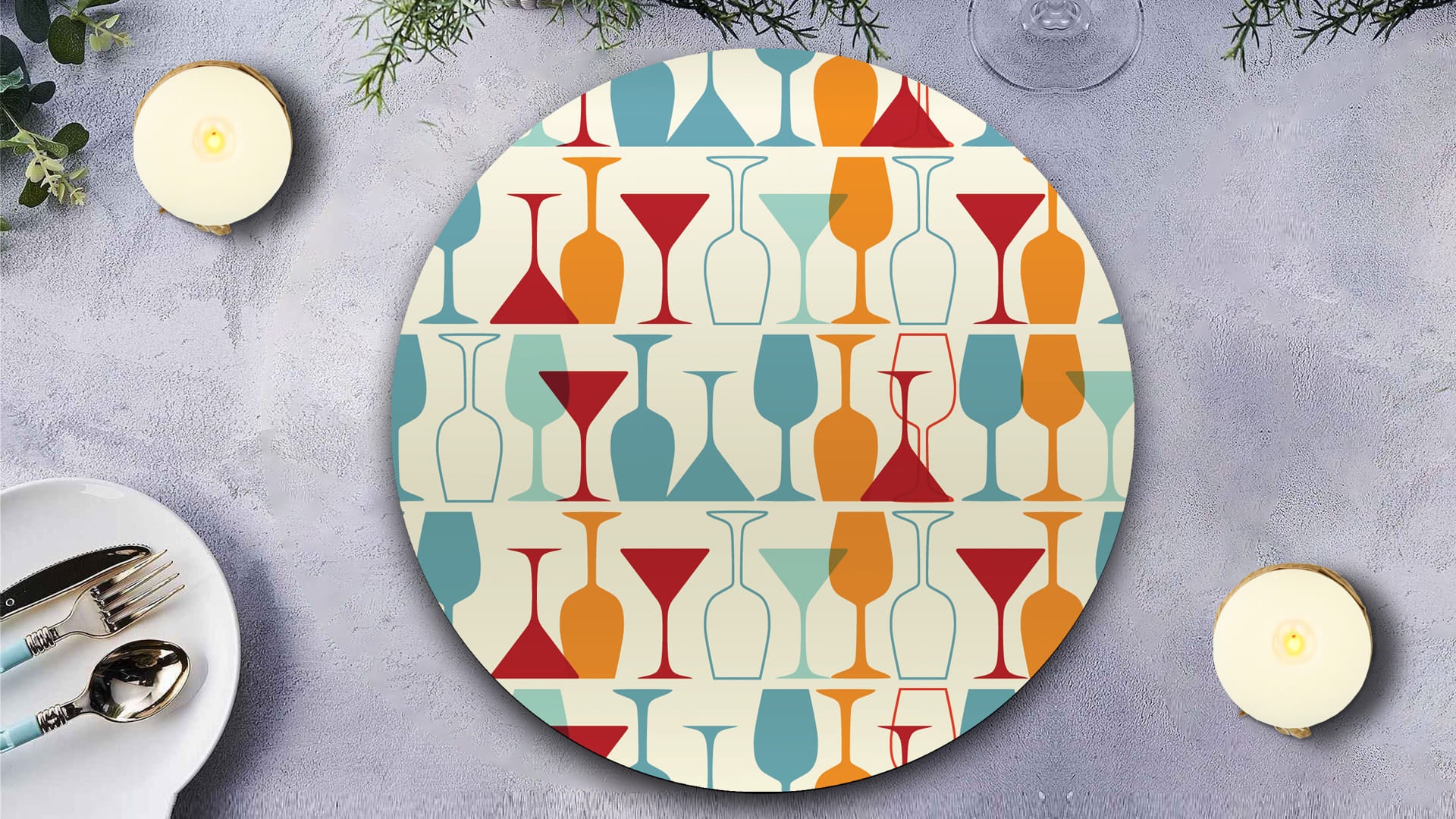 Happy Hour Printed MDF Wooden Dining Table Mat