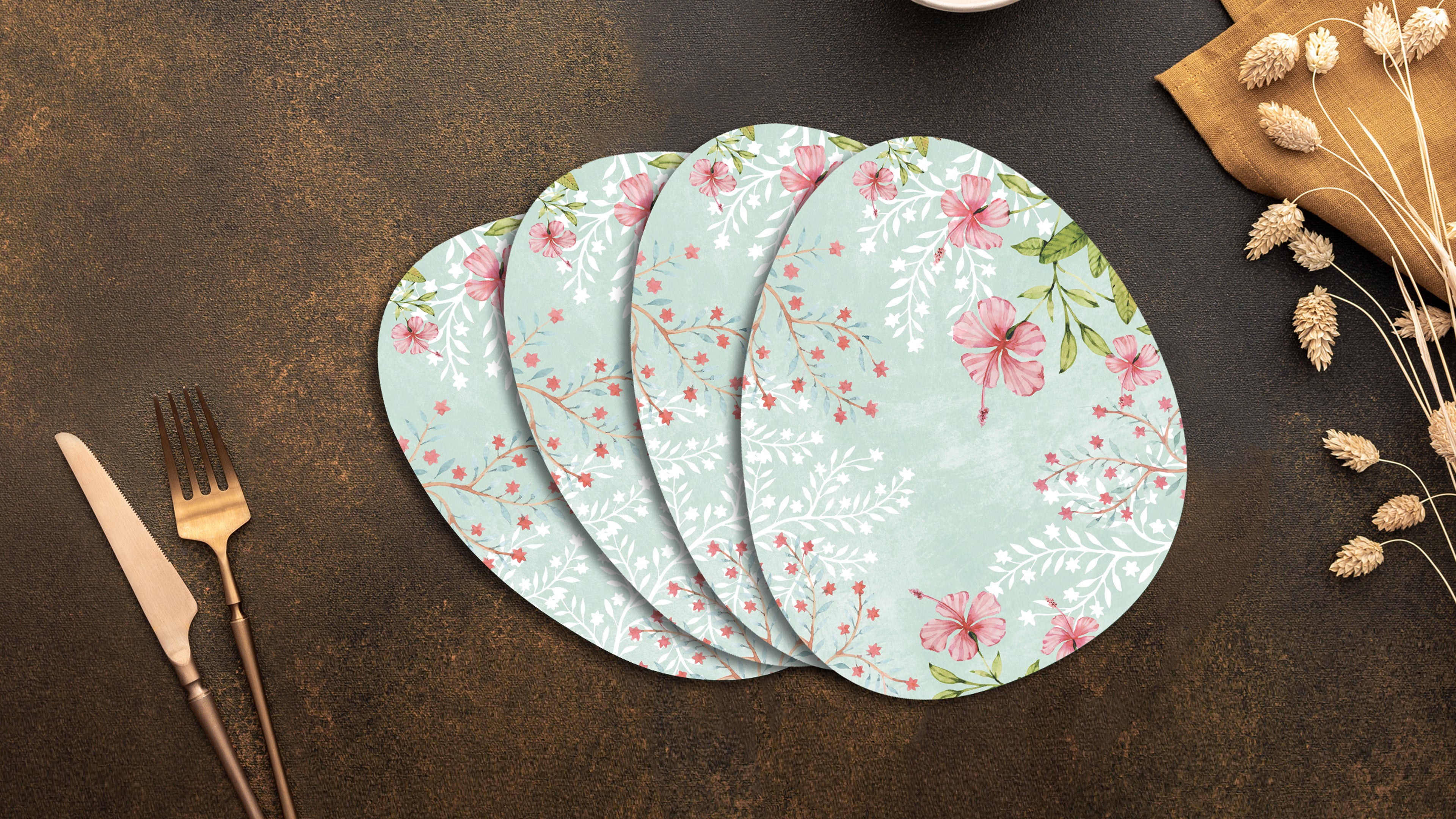 Fluttering Blossoms Premium Printed MDF Wooden Dining Table Mat