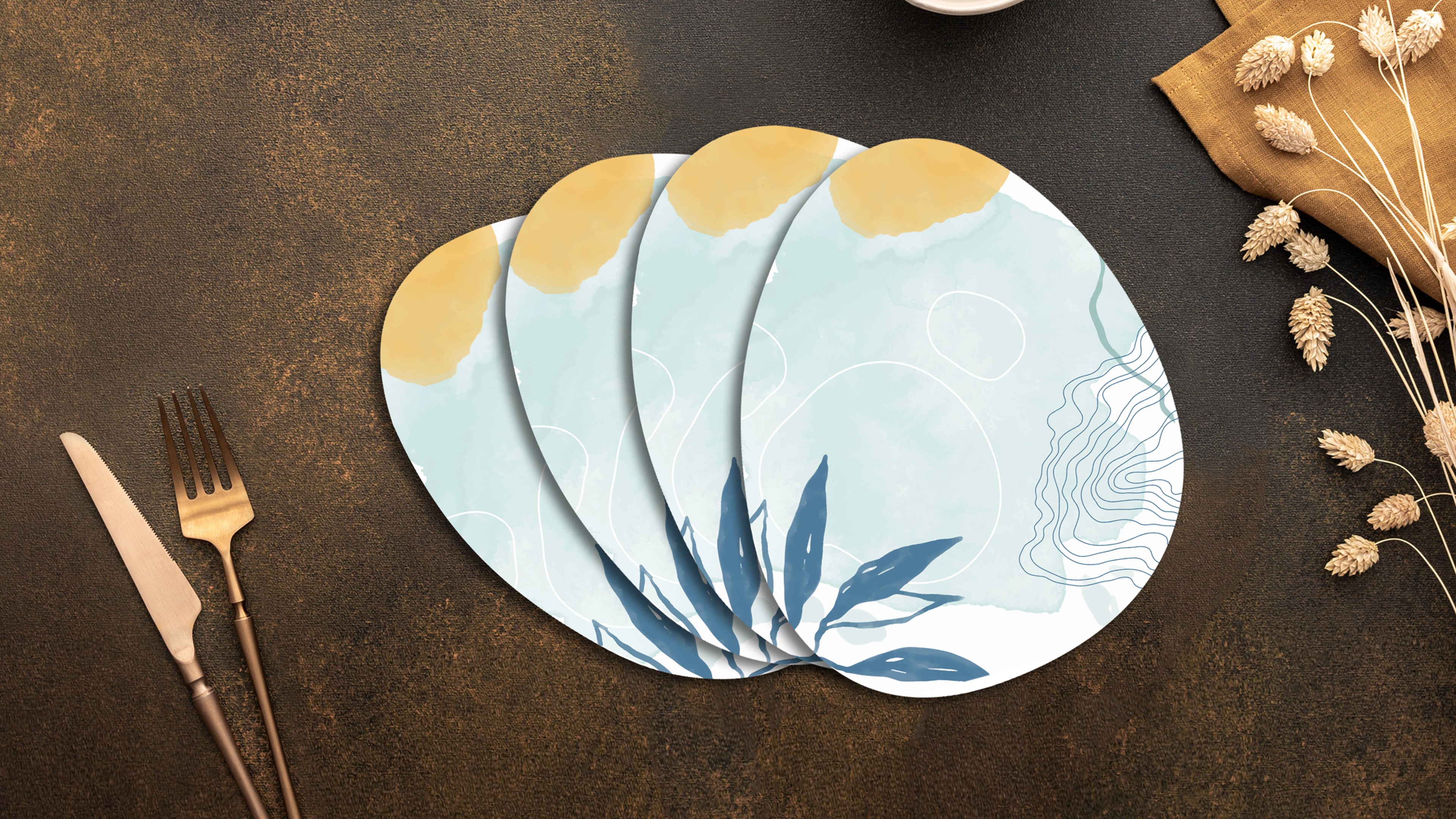 Spiral Charm Premium Printed MDF Wooden Dining Table Mat