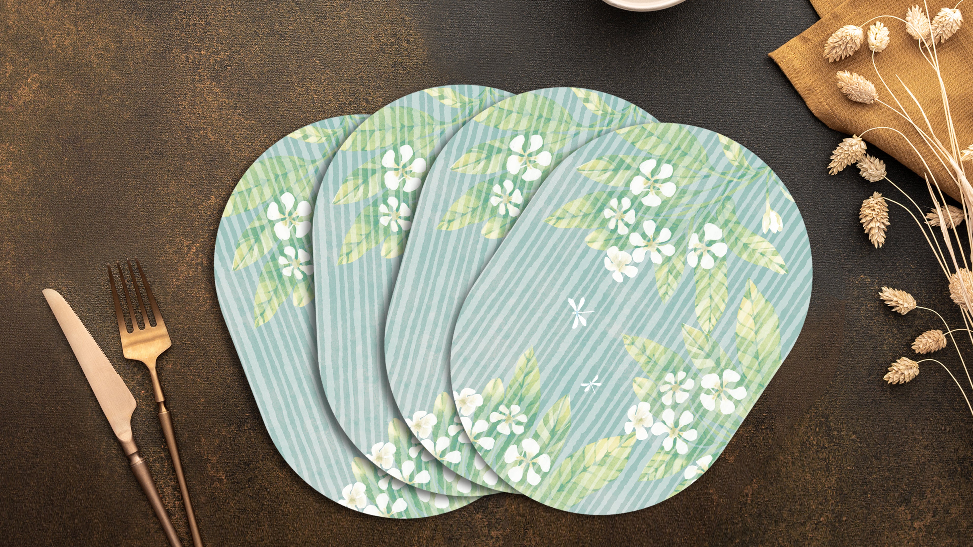 Winged Elegance Premium Printed MDF Wooden Dining Table Mat