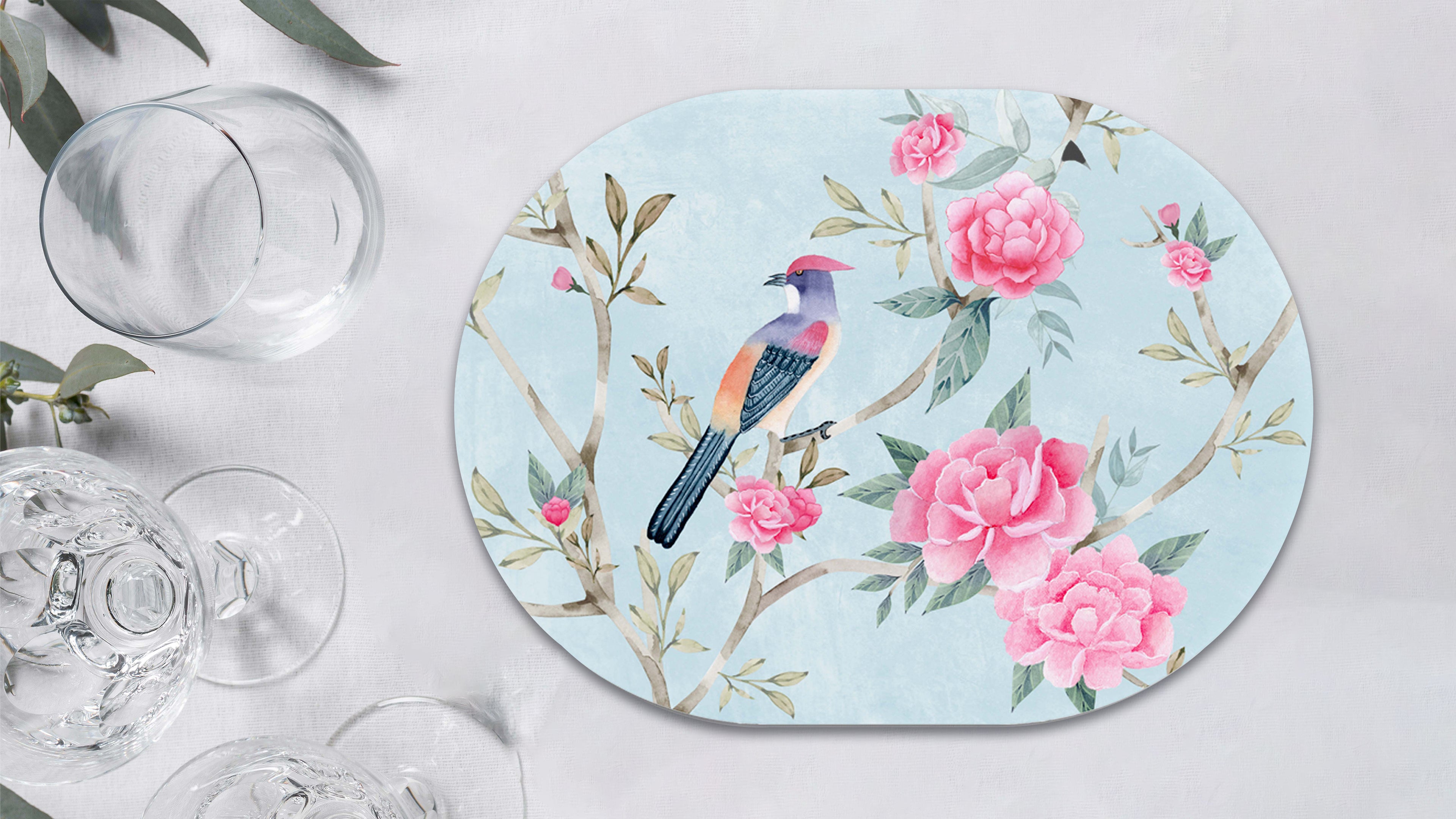 Peony Blush Premium Printed MDF Wooden Dining Table Mat