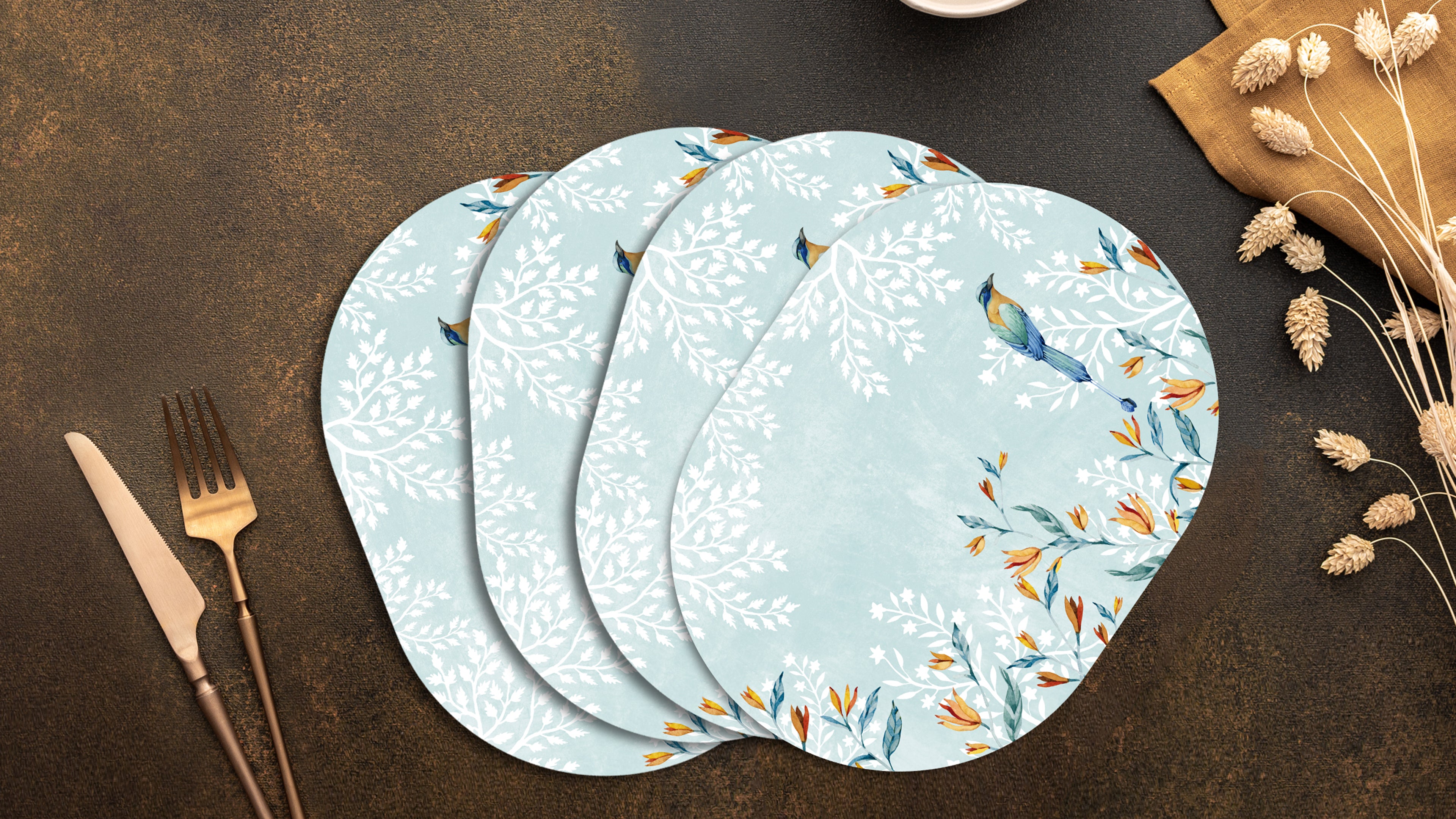 Azure Canopy Premium Printed MDF Wooden Dining Table Mat