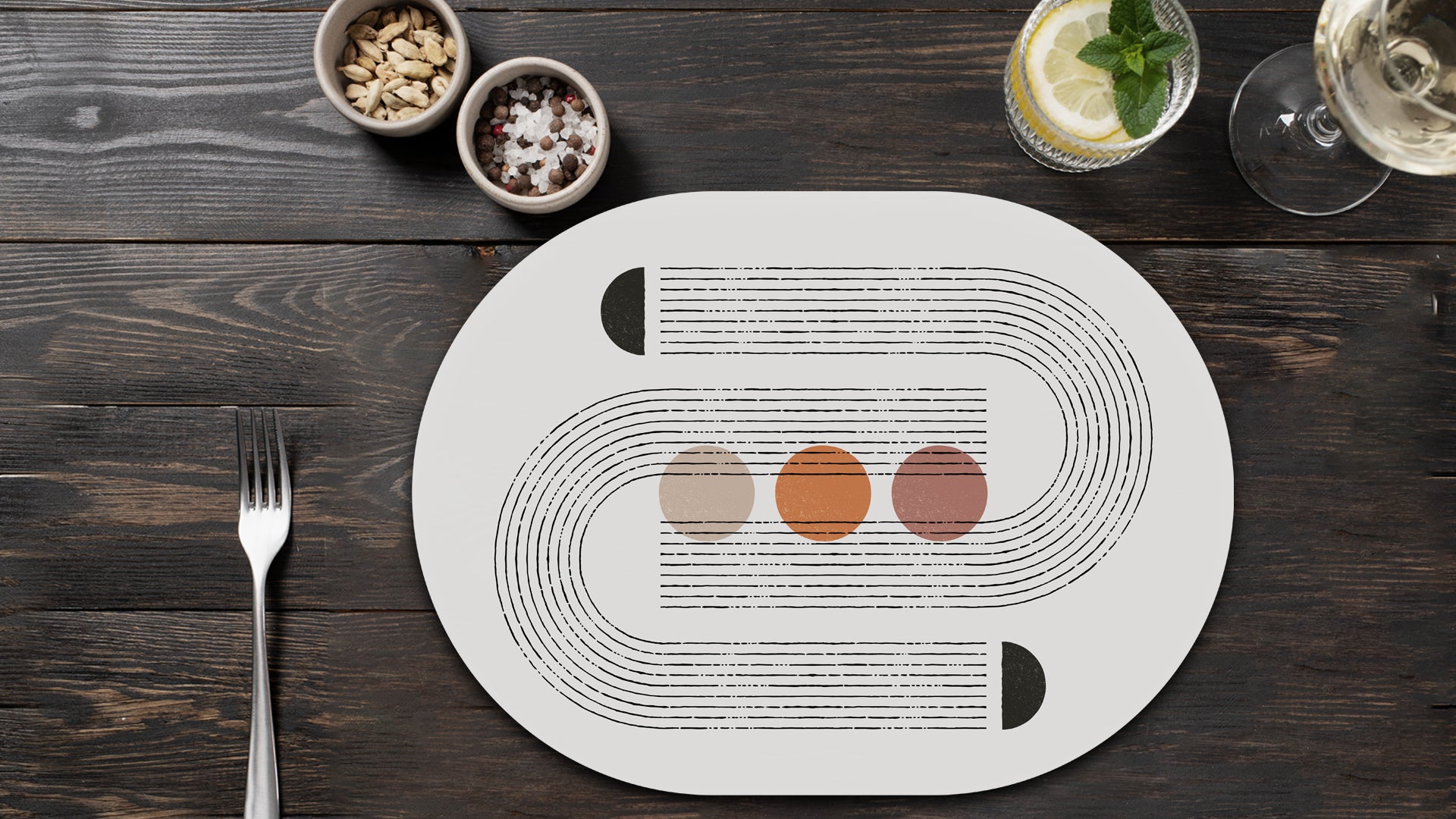 Spiral Wanderlust Premium Printed MDF Wooden Dining Table Mat