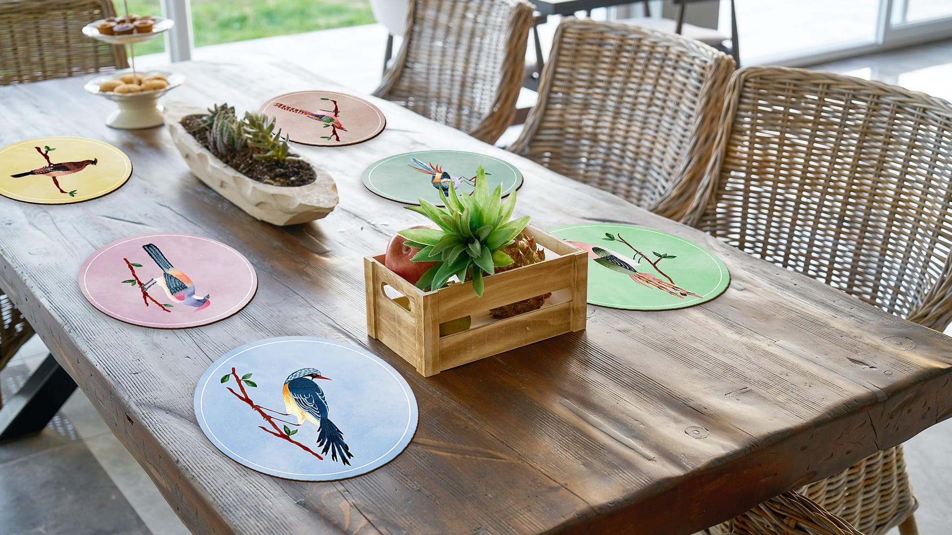 Feathered Friends Premium Printed MDF Wooden Dining Table Mat