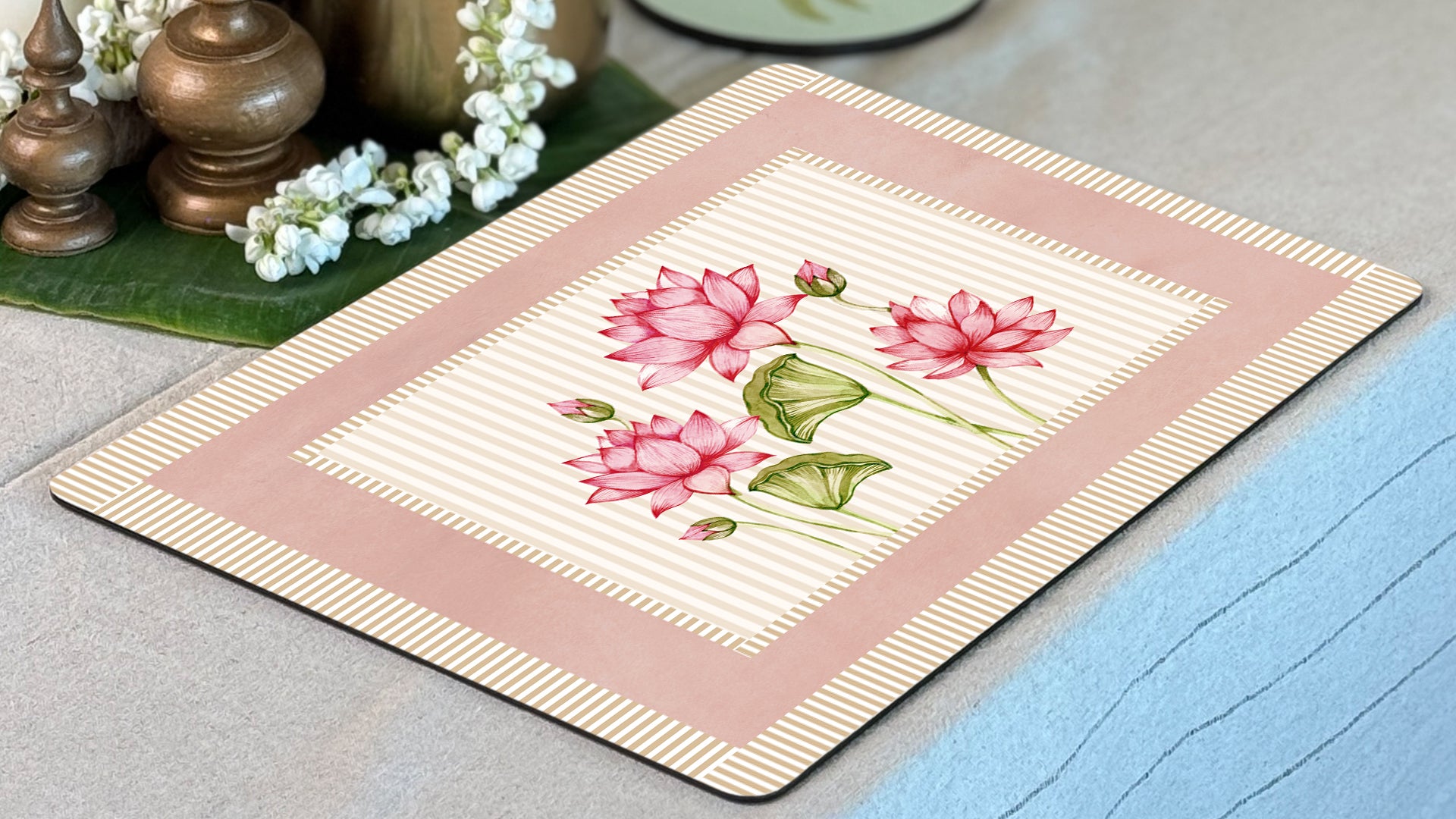 Majestic Lotus : Premium Wooden Table Mat