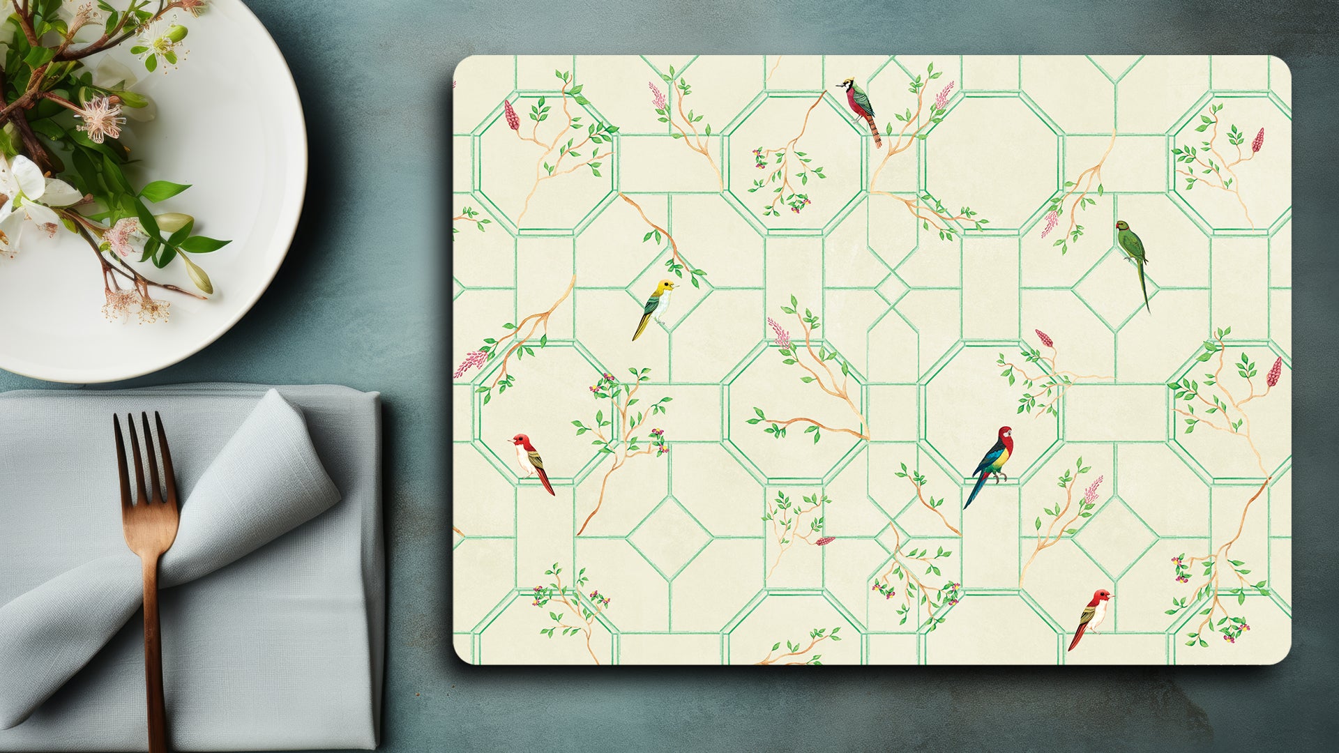 Springtime: Premium Printed MDF Wooden Dining Table Mat