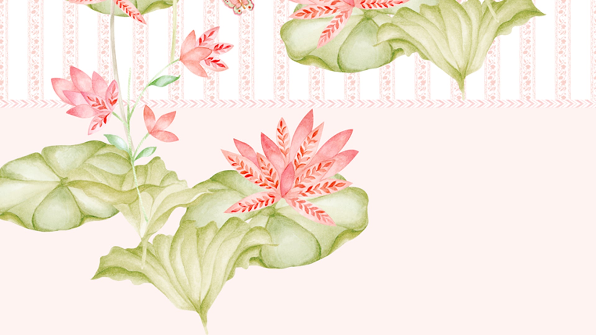 Blooming Hues-Elegant Floral  Illustration With Butterflies