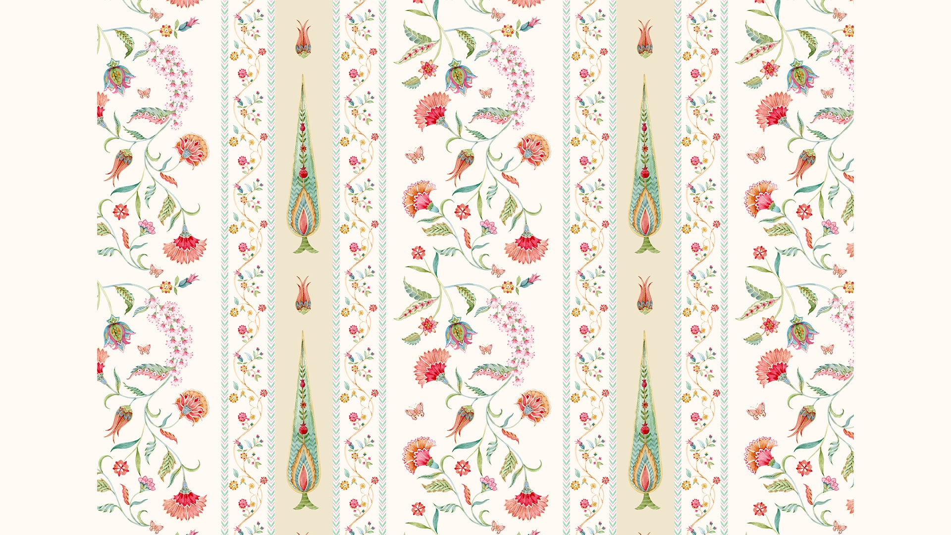 Chintz Whispers-Elegant Floral Pattern with Ornamental Design in Vibrant Colors