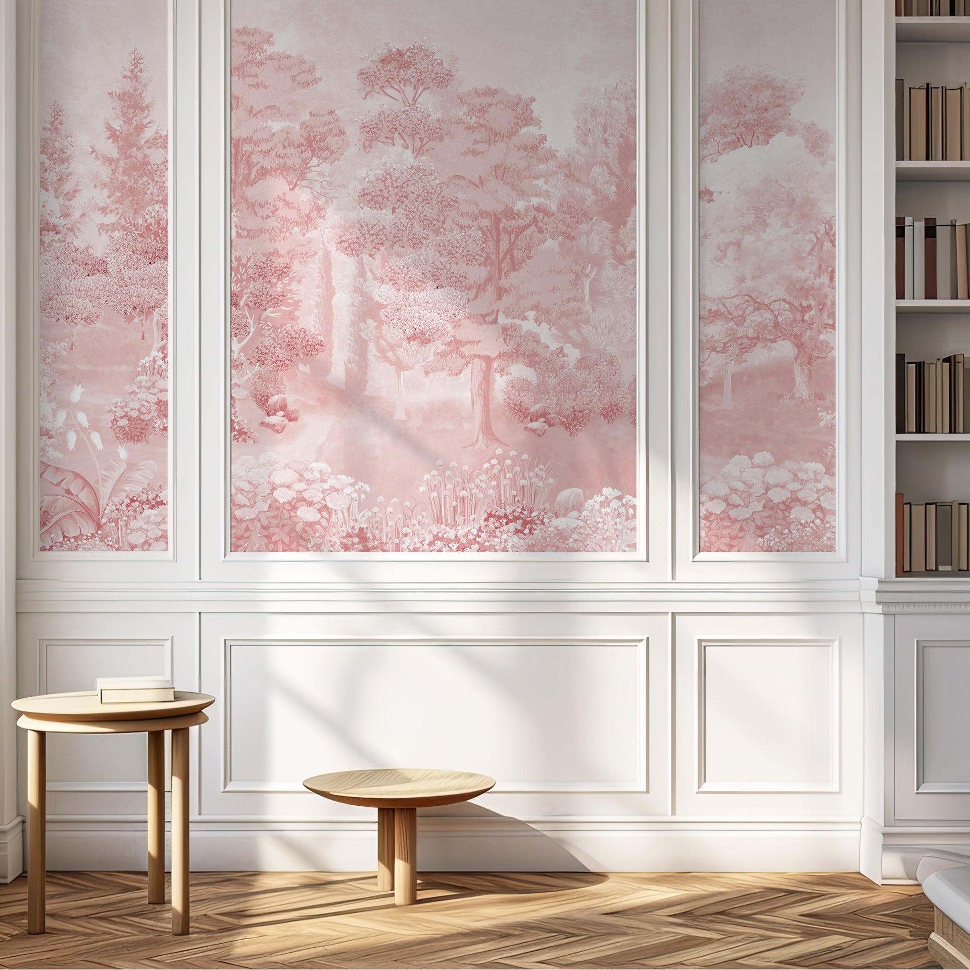 Beautiful Monochromatic Forest Landscape With Trees and Subtle Floral Details