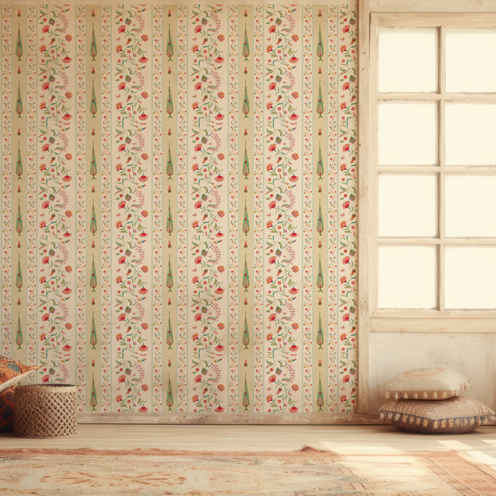 Chintz Whispers: Elegant Floral Wallpaper Design In Vibrant Colors
