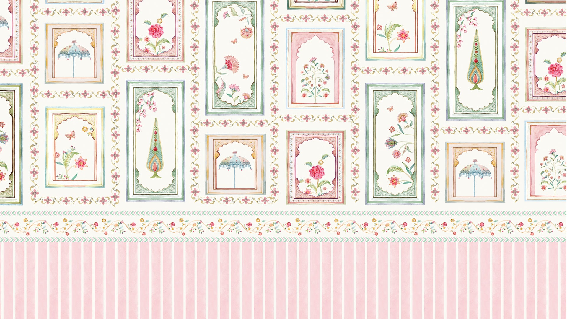 Misty Frames-Floral and Decorative Ornament Pattern With Vintage Style Embellishments