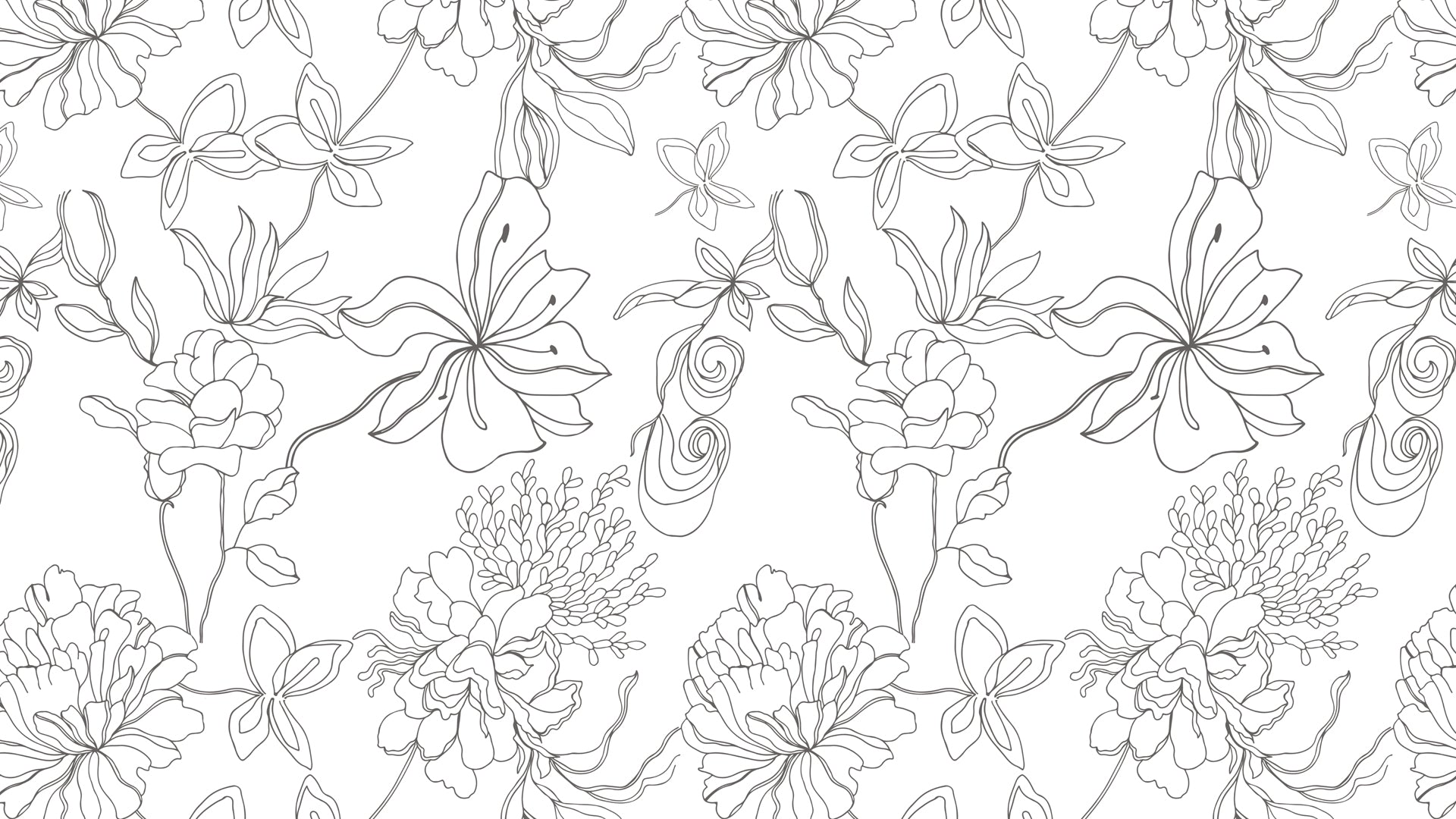 Floral line art abstract wallpaper