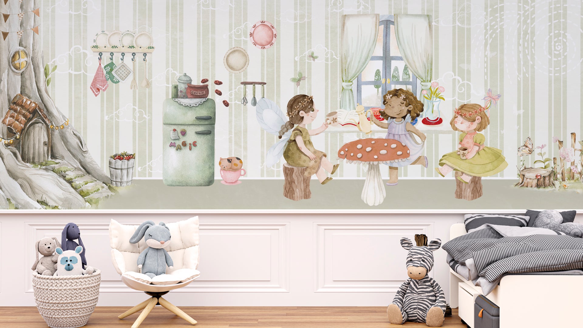 Charming Fairy Tale Tea Party in Enchanted Forest Setting
Fairy Kitchen Wallpaper With Forest Tea Party Scene