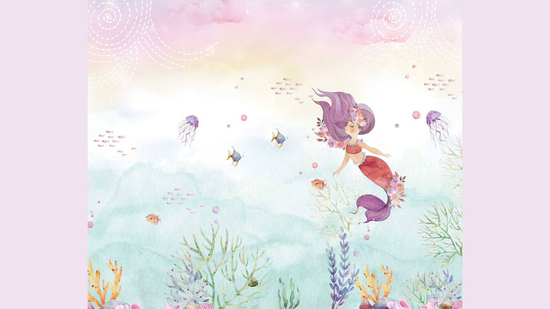 Mermaid Underwater Wallpaper With Oceanic Scene